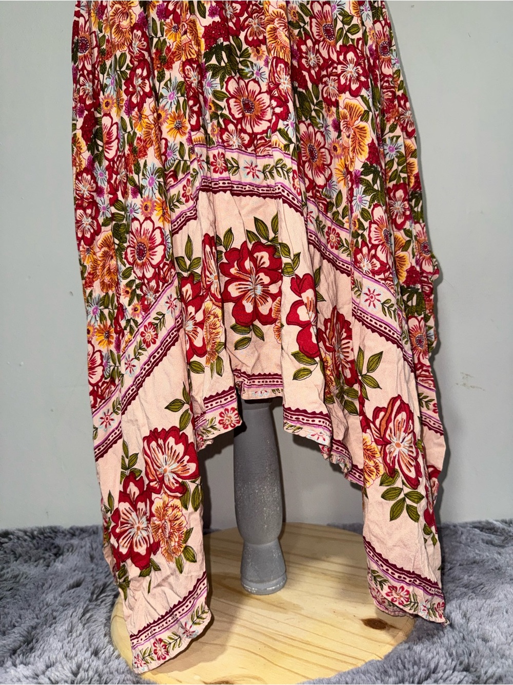 Angie Floral Pink & Red Summer Maxi Dress - Boho V-Neck - Picture 4 of 6